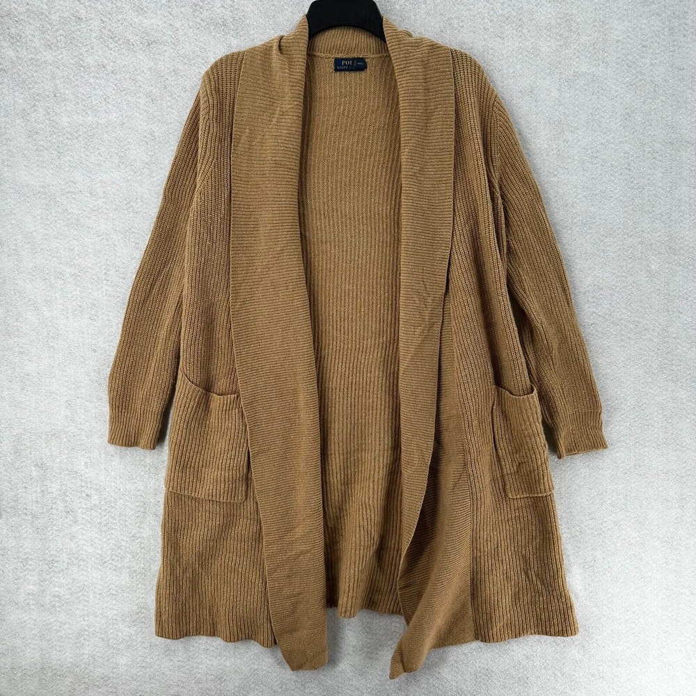 Polo Ralph Lauren Cardigan Sweater Womens SP Long Pockets Cashmere Merino Wool